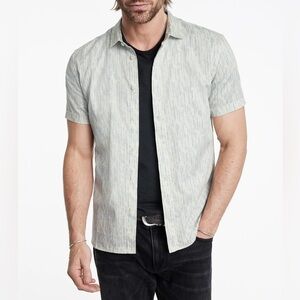 $198 NWT John Varvatos Short Sleeve Shirt S Steel Blue Men's Loren 100% Cotton